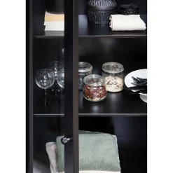 100x155x40 Schwarze Vitrine mit Doppeltür - Neptunus Highboards|Vitrinen