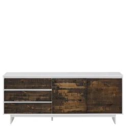 Best 165x68x35 Sideboard in Weiß & Kiefer dunkel - Chihu Sideboards