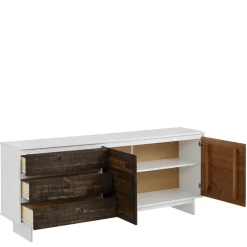 Best 165x68x35 Sideboard in Weiß & Kiefer dunkel - Chihu Sideboards