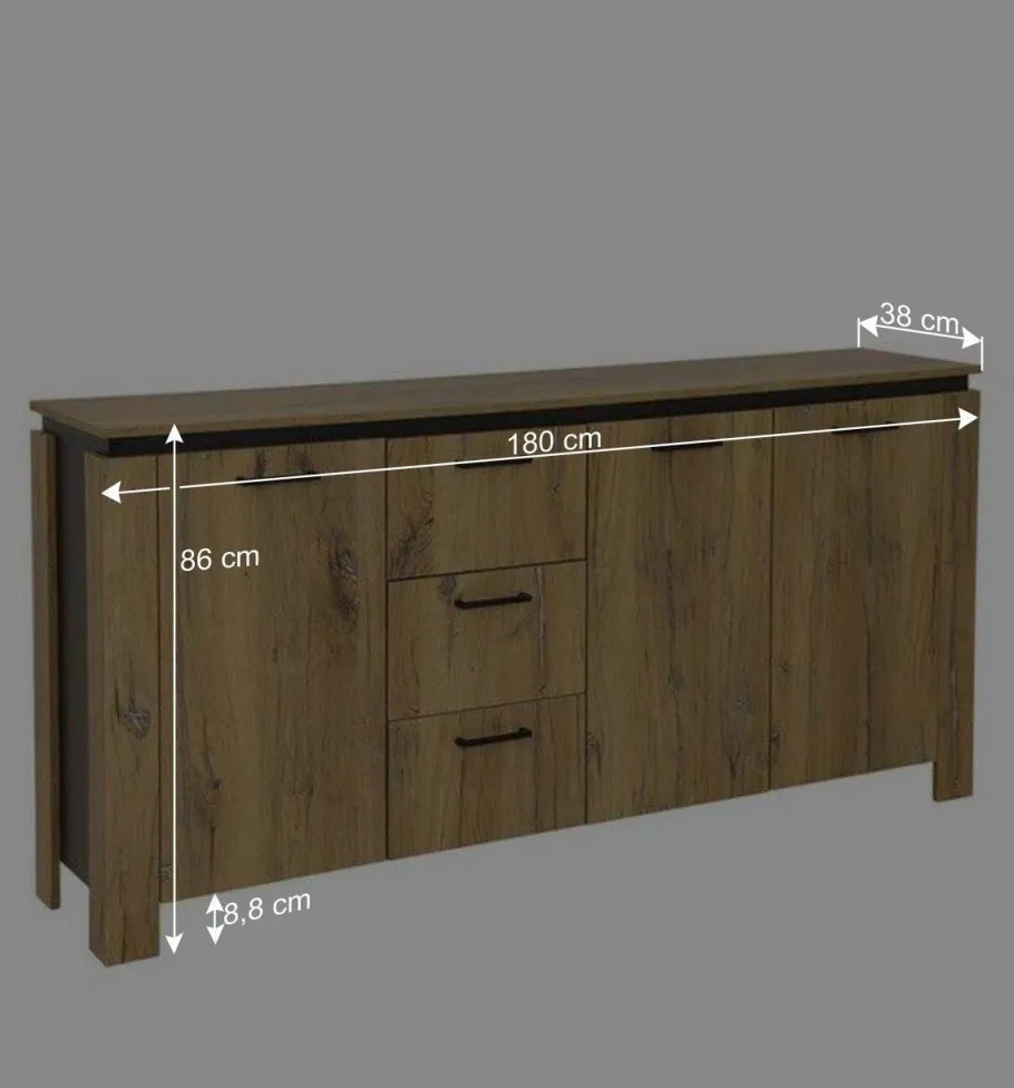 Sale 180x86x38 Sideboard in Zinneiche Optik - Traudarian Sideboards