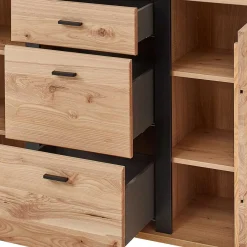 Sale 170x86x42 Teilmassives Sideboard mit Metallgriffen - Latenda Sideboards