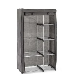 Clearance 96x170x50 Textil Kleiderschrank in Grau - Leo Regale