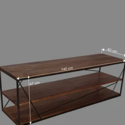 Best 140x47x40 TV Tisch Regal aus Massivholz & Stahl - Offia Tv & Hifi-Möbel|Lowboards