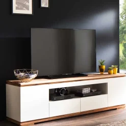 202x54x40 TV Unterschrank in Weiß & Asteiche - Vangels Tv & Hifi-Möbel|Lowboards