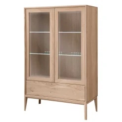 Clearance 90x140x42 Vitrine mit Doppeltür und Schublade - Lamia Highboards|Vitrinen