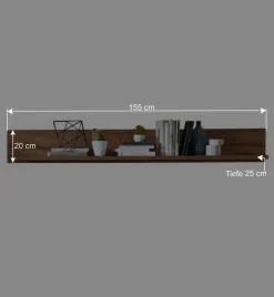 Clearance 155x20x25 Wandboard in dunklem Eiche Dekor - Xindus Regale