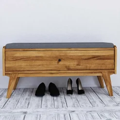 Clearance 112x52x37 Wildeiche Bank mit Klappe - Hardus Sitzbank