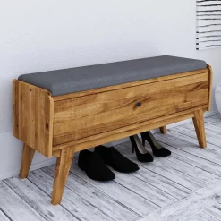 Clearance 112x52x37 Wildeiche Bank mit Klappe - Hardus Sitzbank