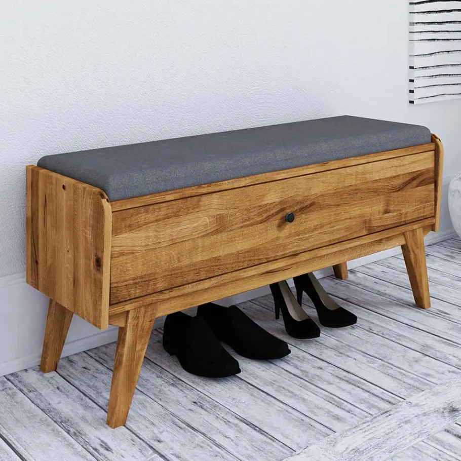 Clearance 112x52x37 Wildeiche Bank mit Klappe - Hardus Sitzbank