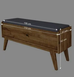 Clearance 112x52x37 Wildeiche Bank mit Klappe - Hardus Sitzbank