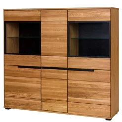 Outlet 162x148x42 Wohnzimmer Schrank mit Glas Einsätzen - Sennya I Highboards|Kommoden