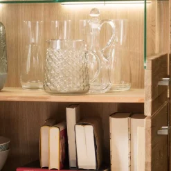 Best 118x141x40 Wohnzimmerschrank mit Glaseinsätzen - Loitons Vitrinen|Schränke