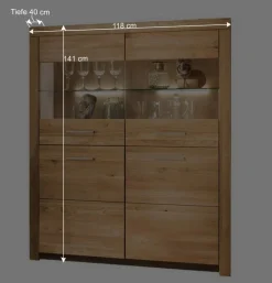 Best 118x141x40 Wohnzimmerschrank mit Glaseinsätzen - Loitons Vitrinen|Schränke