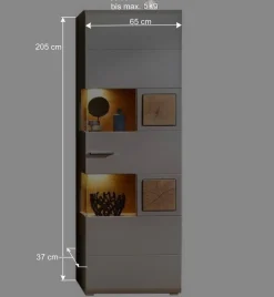 Best 65x205x37 Wohnzimmerschrank mit Glaseinsätzen - Fraguca I Vitrinen