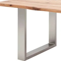 Best Zerreiche Esstisch mit Baumkante Jelsica & Edelstahl Bügelgestell Tische