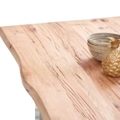 Best Zerreiche Esstisch mit Baumkante Jelsica & Edelstahl Bügelgestell Tische