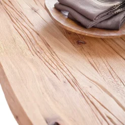 Best Zerreiche Esstisch mit Baumkante Jelsica & Edelstahl Bügelgestell Tische