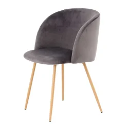 Outlet Zwei Esstischstühle in Grau Samt - Antonio (2er Set) Stühle