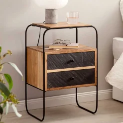 Sale Zweifarbige Nachtkommode im Industrial Chic - Avalun Kommoden