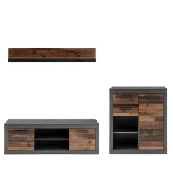 New Zweifarbige TV Wohnwand Kombi - Timuras (dreiteilig) Wohnwände