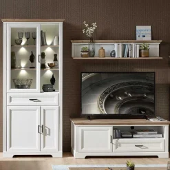 Outlet Zweifarbige Wohnmöbel Kombi in Weiß - Sinolita (dreiteilig) Wohnwände